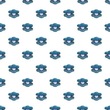 Oyster shells with pearls creating seamless pattern Stock Illustration