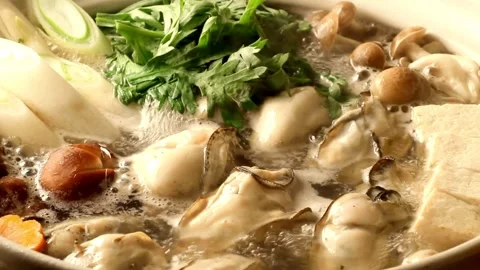 Oysters and vegetable stew Stock Footage 266122929
