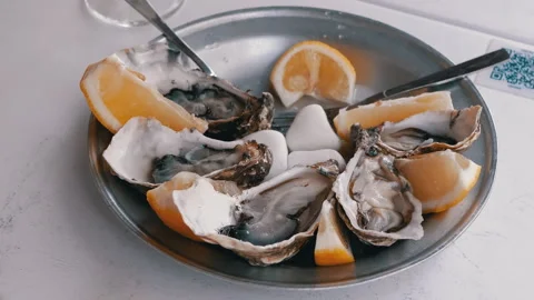 Oysters Ready to Eat Stock Footage 293248738