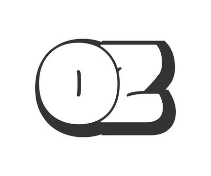 OZ logo, bubble comic lettering, rounded in graffiti style black and white .. Stock Illustration