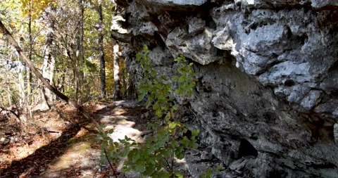Ozark mountains beautiful fall colors hiking trail Stock Footage 142845705