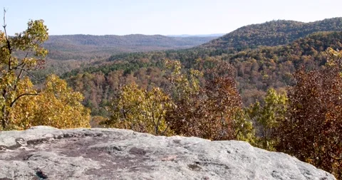 Ozark mountains beautiful fall colors from the mountain top Stock Footage 142845958