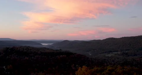 Ozark mountains beautiful fall colors from the mountain top Stock Footage 142846818