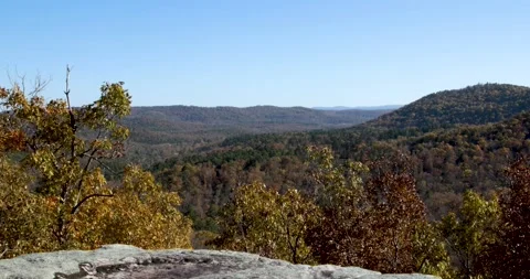 Ozark mountains beautiful fall colors from the mountain bluff Stock Footage 142847051
