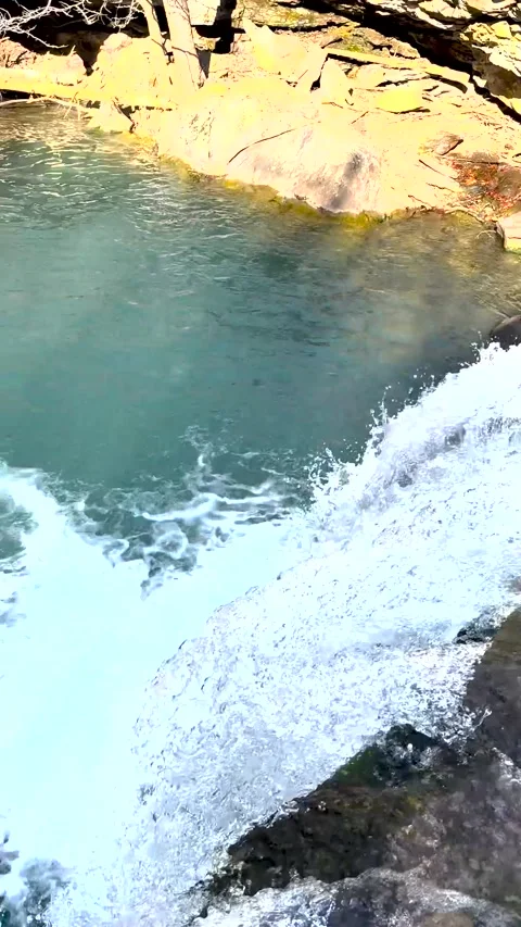 Ozarks Waterfall Over Mossy Rocks Stock Footage 312868468