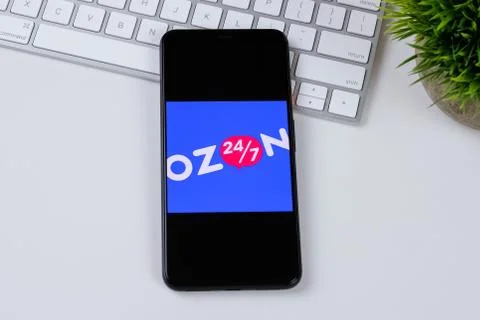 OZON app logo on a smartphone screen Stock Photos