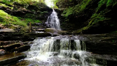 Ozone Falls, Ricketts Glen State Park, Pennsylvania Stock Footage 91597777