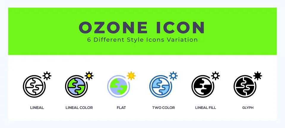 Ozone icons set of simple vector illustration. Stock Illustration
