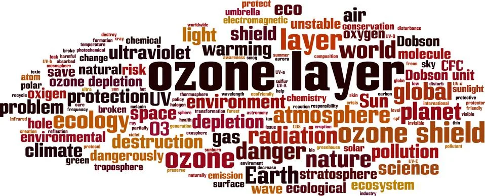 Ozone layer word cloud Stock Illustration