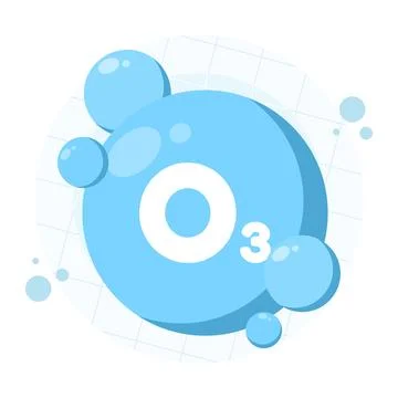Ozone molecule O3 concept showing three oxygen atoms bonded together Stock Illustration