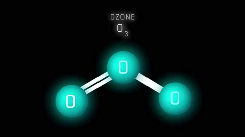 Ozone or O3 Structure Symbol Neon Glow and Futuristic Animation Stock Footage 154613550