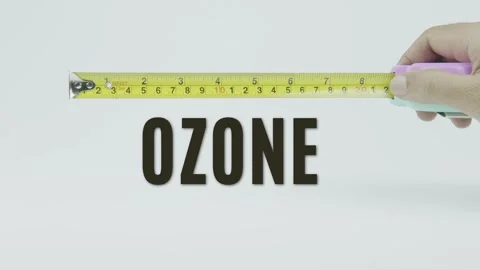 Ozone text or word and tape measure on a white background Stock Footage 302094314