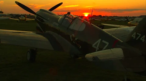 P-40 Warhawk Jib Sunset Stock-Footage 35288223