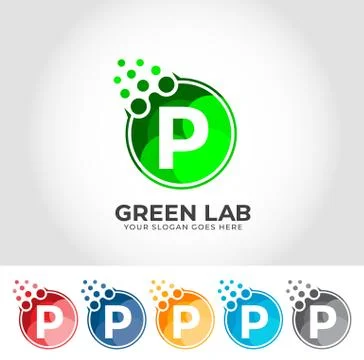 P Alphabet Lab Creative Logo Design Concept 스톡 일러스트