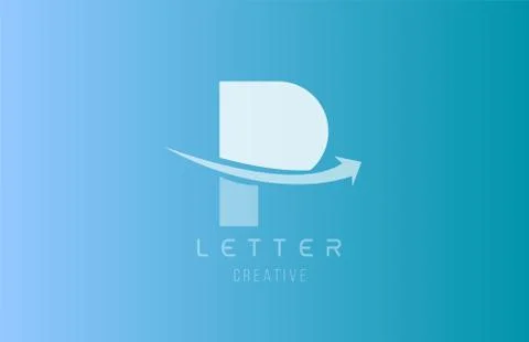 P alphabet letter logo in blue white color for icon design template Stock Illustration