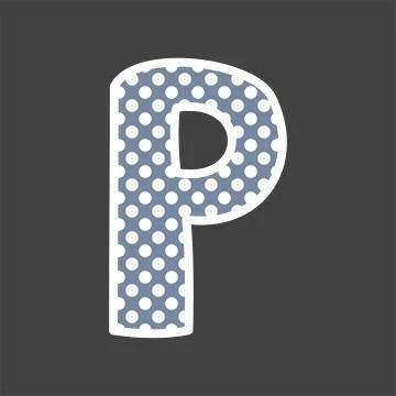 P alphabet vector letter with white and blue polka dots on black background Stock Illustration