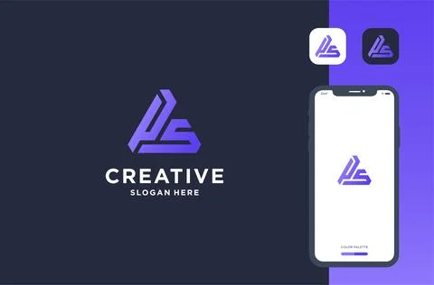 P and s logo design business brand inspiration Stock Illustration