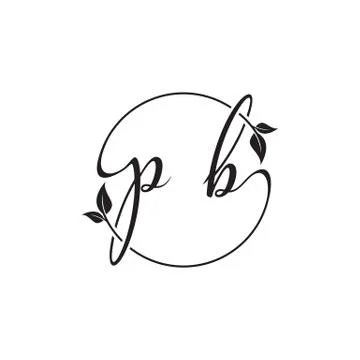 P B script letter circle leaf logo design concept Stockillustratie