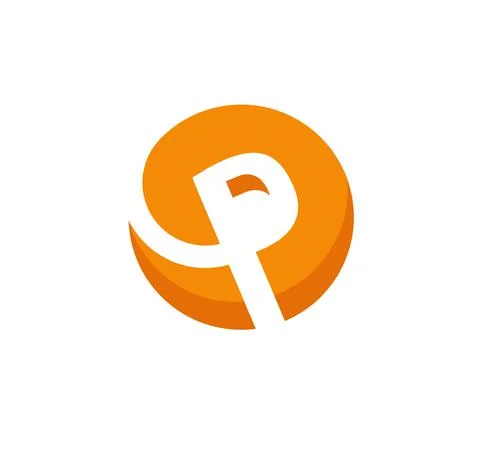 P circle negative space geometric logo Stock Illustration