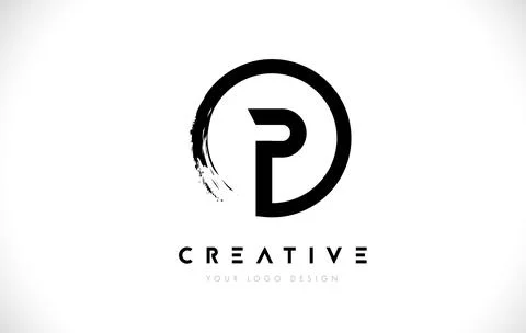 P Circular Letter Logo with Circle Brush Design and White Background. Stock-Illustration