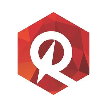 P compass red polygonal logo and vector icon Stock Illustration