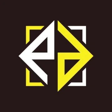 P D Initials quadrangle monogram with square 库存插图