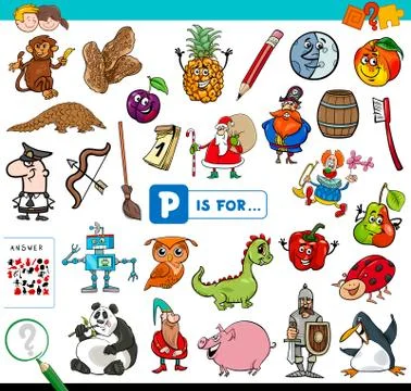 P is for educational game for children 스톡 일러스트