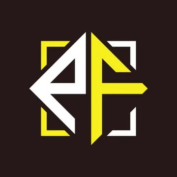 P F Initials quadrangle monogram with square Stockillustratie