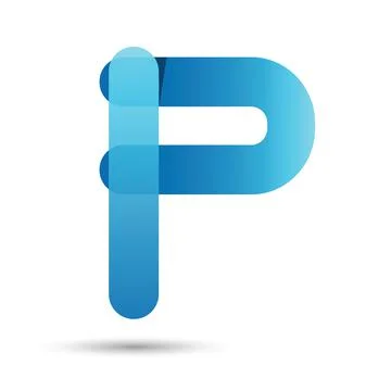 P font vector with blue color on White background, Futuristic font, Cosmic, V Stock Illustration