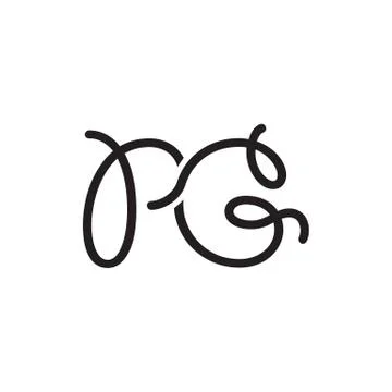 P G script letter logo design vector Stock Illustration
