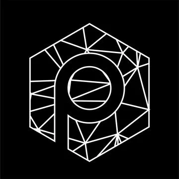 P geometric triangle blockchain font Stock Illustration