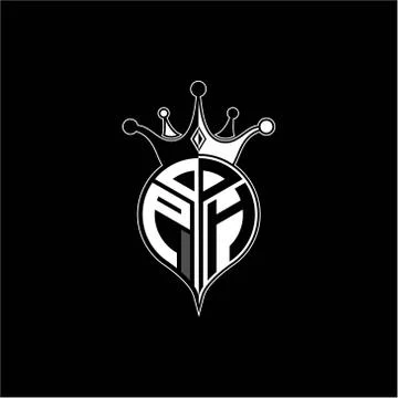 P H circle monogram logo emblem style with clown crown shape vector decoratio Stock Illustration