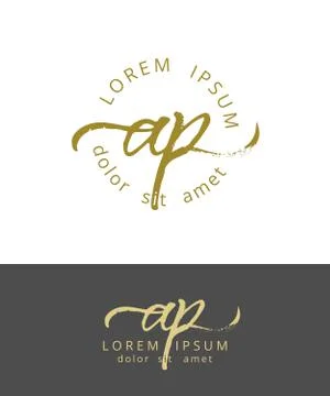 A P. Initials Monogram Logo Design. Dry Brush Calligraphy Artwork Stock-Illustration