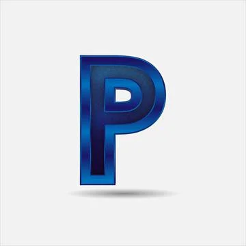 P letter with glitter rendering effect, blue color design, vector illustration 스톡 일러스트