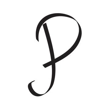 P Letter Initial Cursive Hand Written Calligrapy for Logo Brand Illustrazione stock