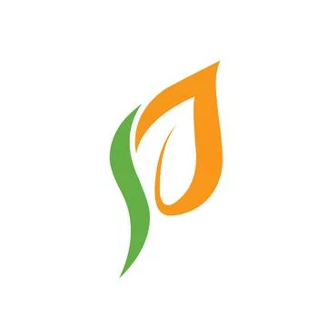 P letter leaf icon vector illustration concept design template Stock Illustration