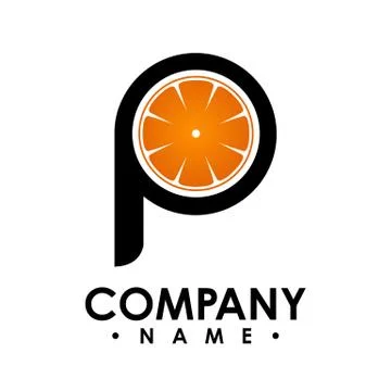 P letter logo design vector illustration logo set, P letter logo with orange  Stock Illustration