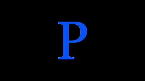 P letter logo loopable rotated blue color black background Illustrazione stock