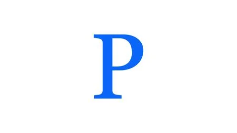 P letter logo loopable rotated blue color white background Stock Illustration
