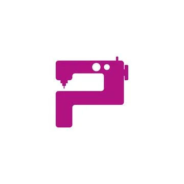 P letter logo with sewing machine look. Vector Stock Illustration