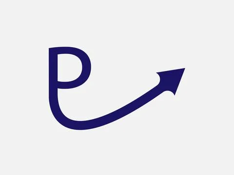 P letter logo vector with arrow, alphabet letter design Stock Illustration