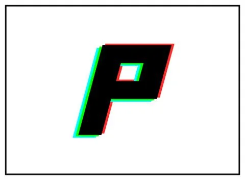 P letter logo, vector desing font .Dynamic, split-color, shadow of  number re Stock Illustration