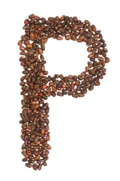 P letter made of cedar  nuts Stock Photos