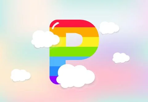 P Letter Rainbow patterns design, abstract rainbow letter for kids, love, f.. Stock Illustration