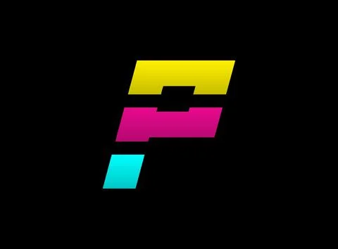 P letter vector desing, Cmyk color font logo, . Dynamic split blue, pink, yel Stock Illustration