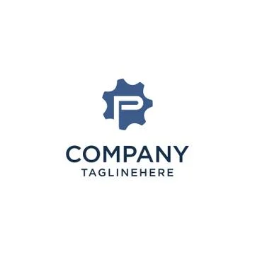 P logo initial letter design template vector inside gear shape design concept Stock Illustration