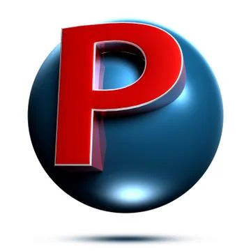 P logo isolated on white background illustration 3D rendering with clipping p Stock Illustration