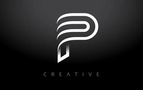P Logo Letter Icon monogram. p Letter Design with White Line monogram and min Stock Illustration