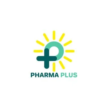 P logo, P with plus and sun logo. Medical logo Stock Illustration