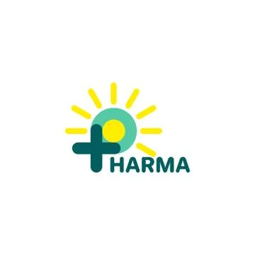 P logo, P with plus and sun logo. Medical logo Stock Illustration